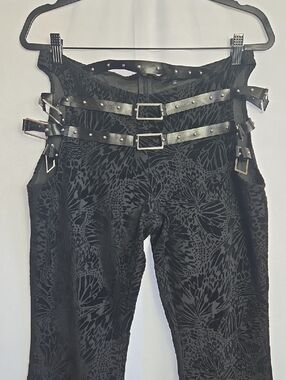 Black Patterned Gothic Style Pants